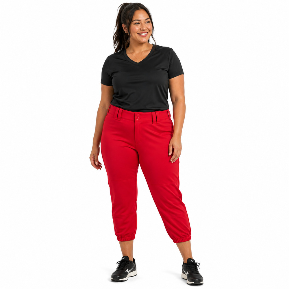 Mizuno Womens Softball Red NWT Double Knee Elastic Bottom Athletic Pants sz XL